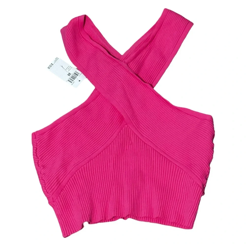 Revolve House Of Harlow 1960‎ NWT pink crop top cross strap shirt sz M - Picture 6 of 10